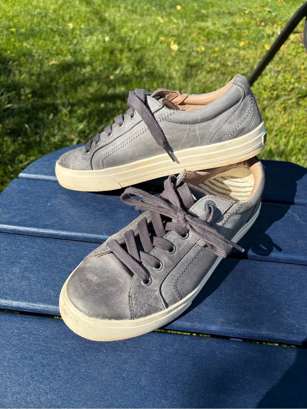 Taos Footwear Gray Lace-Up Low-Top Sneakers